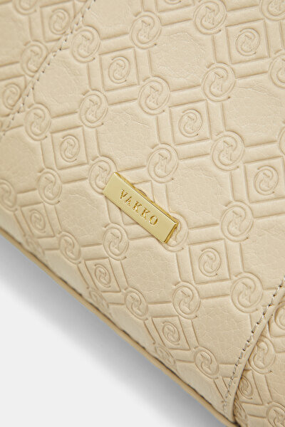 ECRU MONOGRAM LEATHER BAG 5