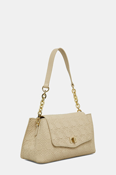 ECRU MONOGRAM LEATHER BAG 3