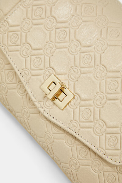 ECRU MONOGRAM LEATHER BAG 5