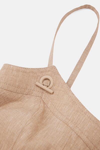 BEIGE SQUARE SLEEVELESS SUSPENDER BLOUSE 3