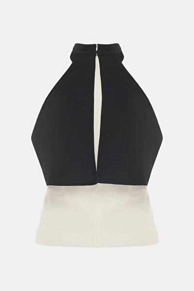 EKRU HALTER YAKA KOLSUZ BLUZ 8