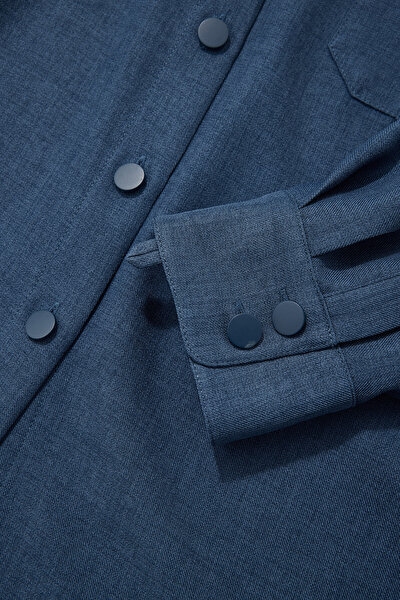 BLUE 3/4 SLEEVES SHIRT 4