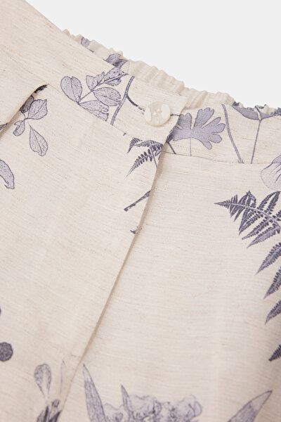 BLUE FLORAL PATTERN WIDE LEG TROUSERS 8