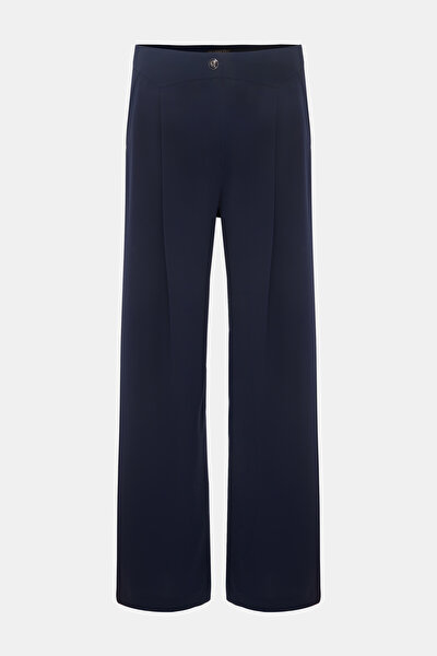NAVY BLUE WIDE LEG TROUSERS 4