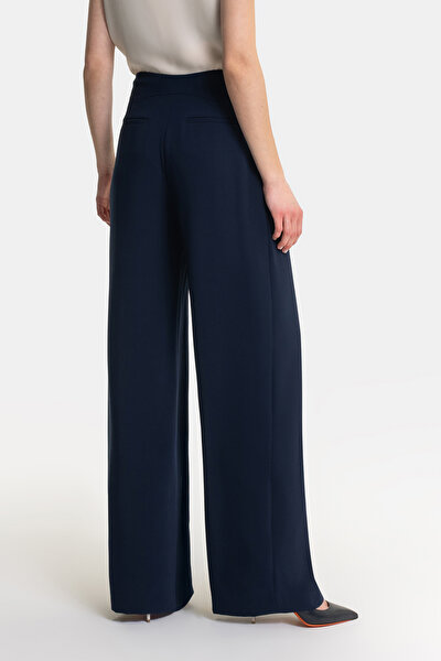 NAVY BLUE WIDE LEG TROUSERS 3