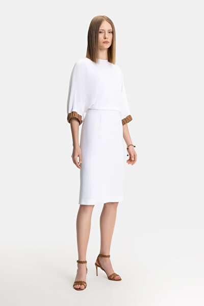 CAMEL 3/4 SLEEVES BELOW THE KNEE DRESS 5