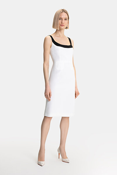 BLACK SLEEVELESS SUSPENDER BELOW THE KNEE DRESS 4