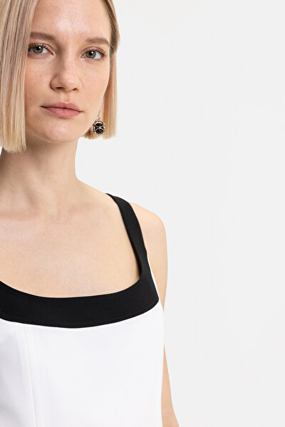 BLACK SLEEVELESS SUSPENDER BELOW THE KNEE DRESS 5