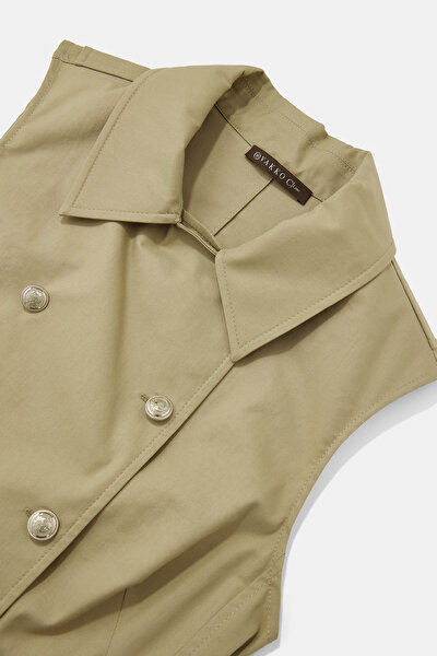 KHAKI SLEEVELESS ABOVE THE KNEE DRESS 3