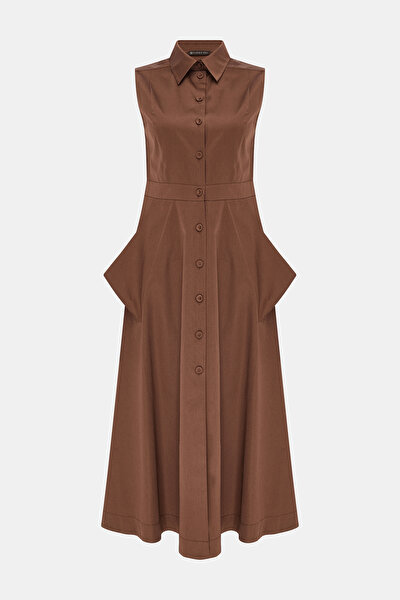 BROWN SLEEVELESS MIDI DRESS 8