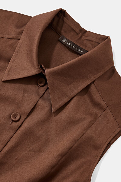 BROWN SLEEVELESS MIDI DRESS 10