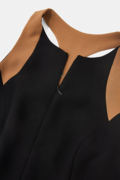 CAMEL SLEEVELESS BELOW THE KNEE DRESS 8
