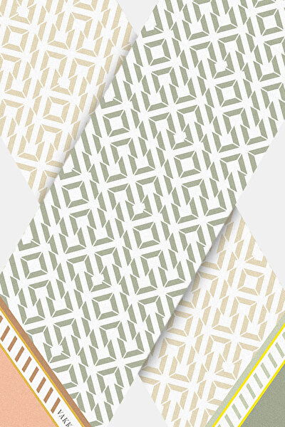 LIGHT BEIGE GEOMETRIC DESIGN TWILL FOULARD 3