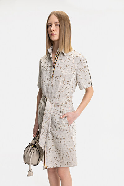 MINK SHORT SLEEVE BELOW THE KNEE DRESS 3