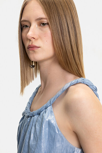 BLUE BASIC / ROUND NECKLINE SLEEVELESS BLOUSE 3