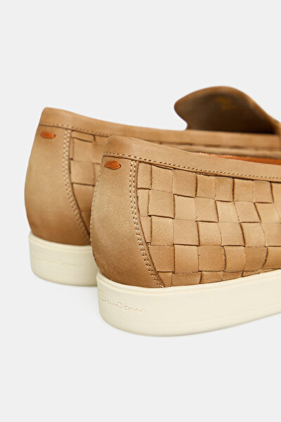 BEIGE KNITTING DESIGN SUEDE SHOES 4