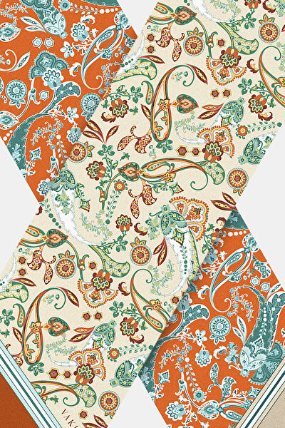 ORANGE PAISLEY PATTERNED TWILL FOULARD 3