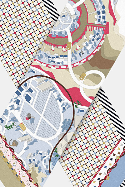 DARK BEIGE OBJECT DESIGN TWILL FOULARD 3