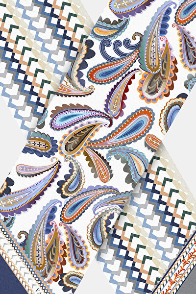 SALMON PAISLEY PATTERNED TWILL FOULARD 3
