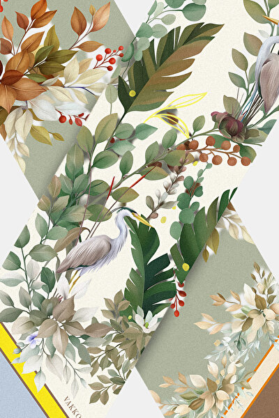 LIGHT GREEN FLORAL PATTERN TWILL FOULARD 3