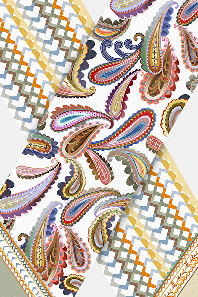 ORANGE PAISLEY PATTERNED TWILL FOULARD 3