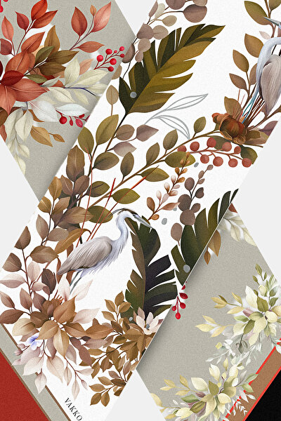 BEIGE FLORAL PATTERN TWILL FOULARD 3
