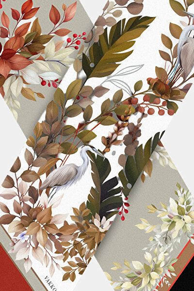 BEIGE FLORAL PATTERN TWILL FOULARD 3