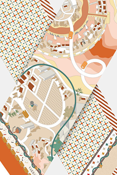 SALMON OBJECT DESIGN TWILL FOULARD 3