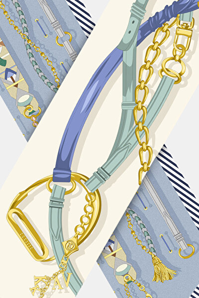 BLUE OBJECT DESIGN TWILL FOULARD 3