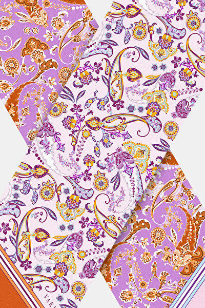 FUCHSIA PAISLEY PATTERNED TWILL FOULARD 3