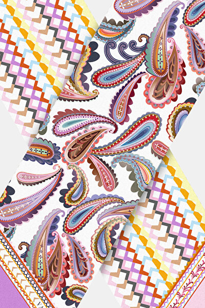 LIGHT PINK PAISLEY PATTERNED TWILL FOULARD 3