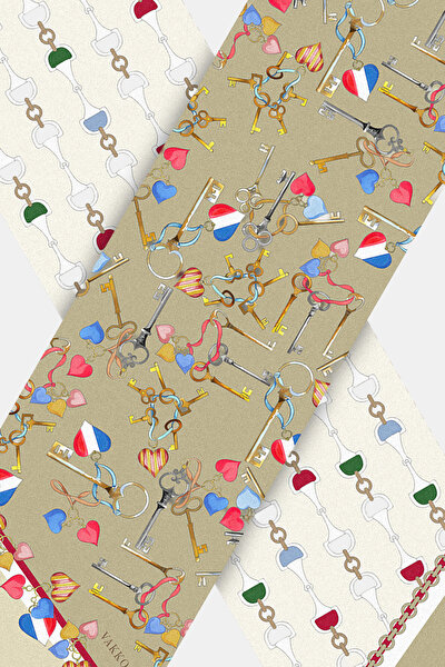 ECRU OBJECT DESIGN TWILL FOULARD 3