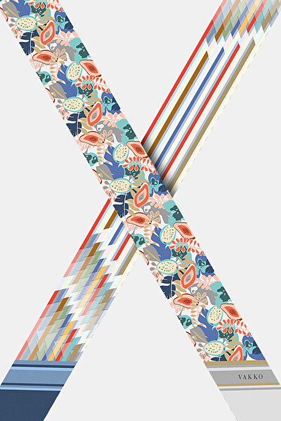 BLUE OBJECT DESIGN TWILL FOULARD 3