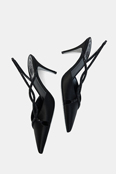 BLACK SATIN SHOES 5