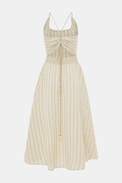 ECRU SLEEVELESS SUSPENDER DRESS 8