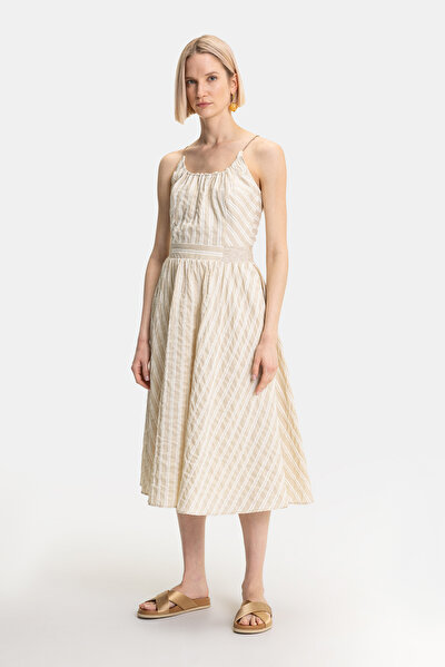 ECRU SLEEVELESS SUSPENDER DRESS 5