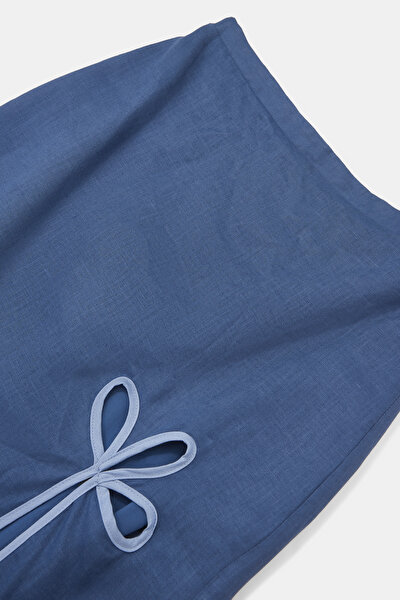LIGHT BLUE DESIGN FILLED SKIRT 3