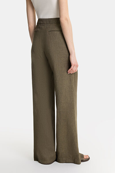 KHAKI WIDE LEG TROUSERS 3