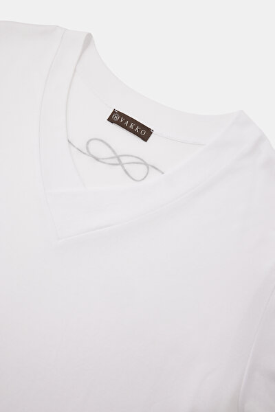 WHITE V NECK SHORT SLEEVE TSHIRT 3