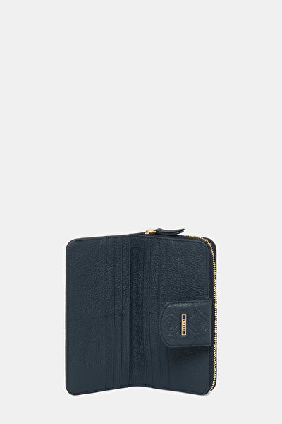 NAVY BLUE MONOGRAM LEATHER WALLET 4