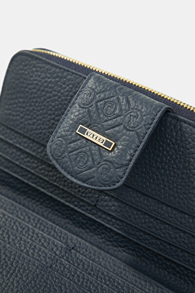 NAVY BLUE MONOGRAM LEATHER WALLET 5