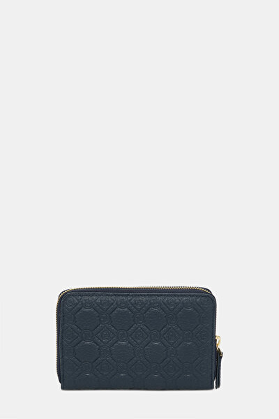 NAVY BLUE MONOGRAM LEATHER WALLET 3