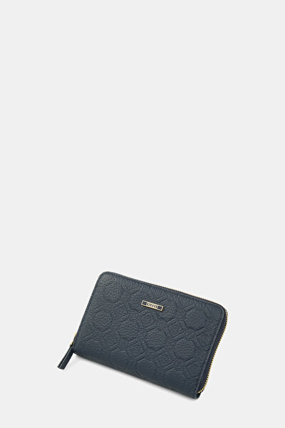 NAVY BLUE MONOGRAM LEATHER WALLET 5