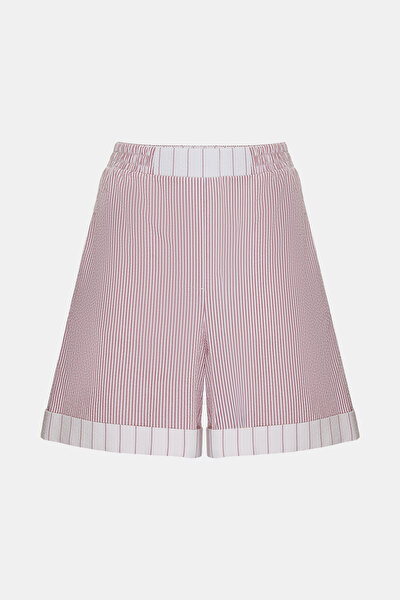 RED STRIPED ABOVE THE KNEE BERMUDA 4