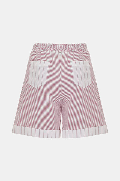 RED STRIPED ABOVE THE KNEE BERMUDA 5