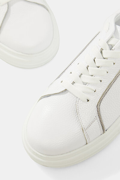 SILVER LEATHER SNEAKER KADIN 4