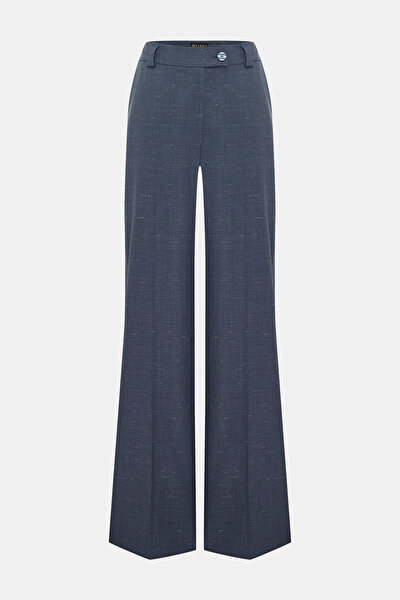 NAVY BLUE TEXTURED STRAIGHT CUT TROUSERS 4