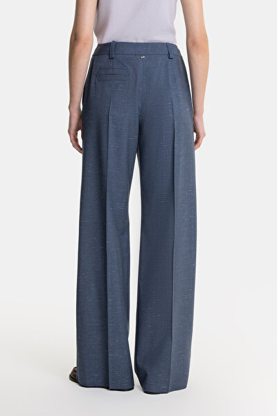 NAVY BLUE TEXTURED STRAIGHT CUT TROUSERS 3