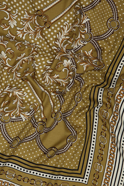 DARK BEIGE GEOMETRIC DESIGN CASHMERE/SILK SHAWL 3