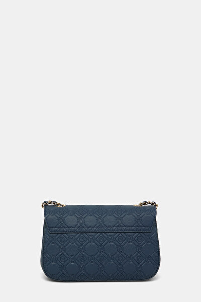 NAVY BLUE MONOGRAM LEATHER BAG 4